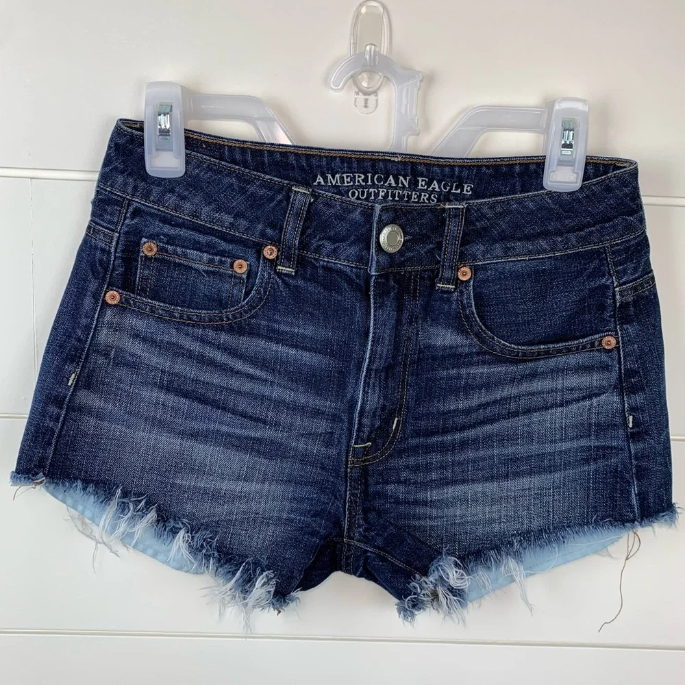 American Eagle Hi-Rise Festival Cutoff Jean Shorts Size 2 - Picture 1 of 8
